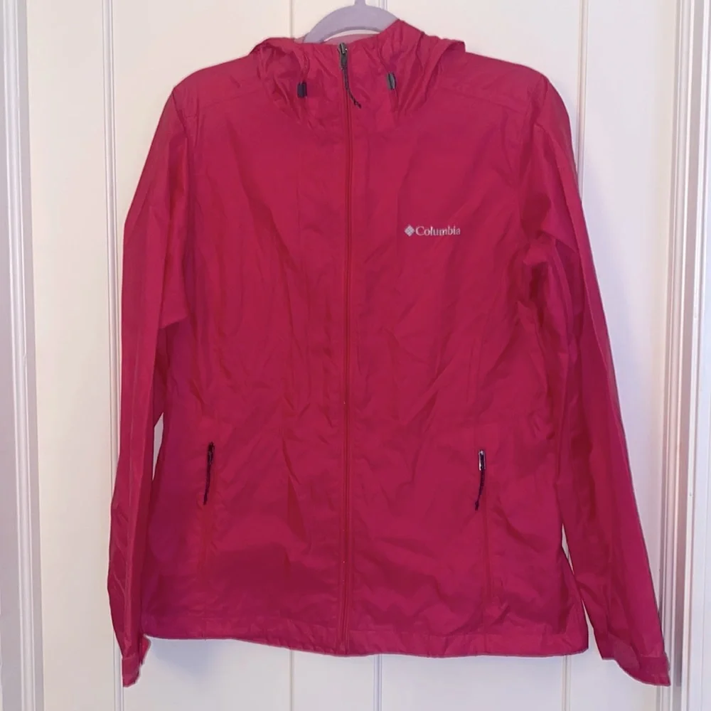 EUC Columbia lightweight unlined water resistant pink magenta raincoat, medium! - Picture 2 of 14